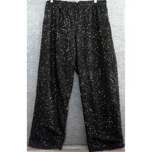 Black Sequin Pants Elastic Waist Lined Women's Size Medium